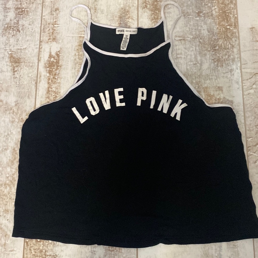 Pink black tank top